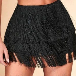 Frindge Skirt Skort in Black